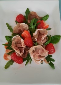 Rezept für Erdbeeren mit Parmaschinken