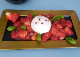 Rezept für gebratene Erdbeeren mit Burrata